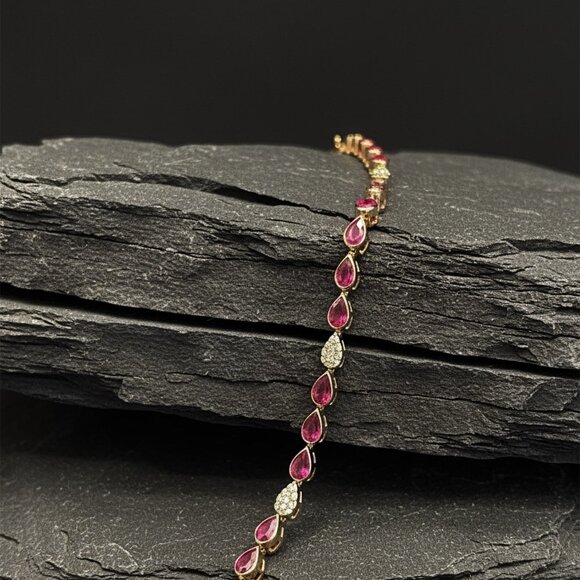 Pear Shaped Evil Eye 14K (or 18k upon request) Yellow Gold Ain Hara Bracelet - Picture 1 of 3